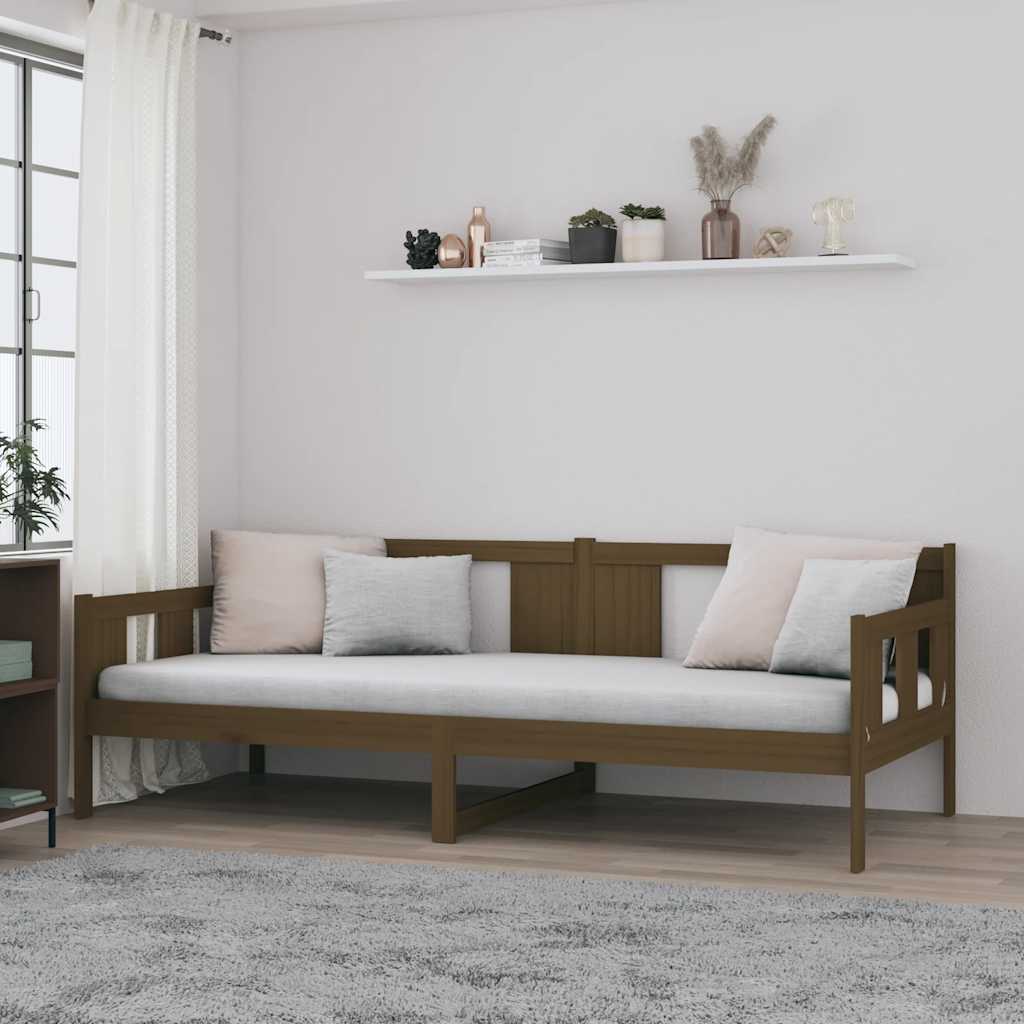 mézbarna tömör fenyőfa kanapéágy 90 x 190 cm