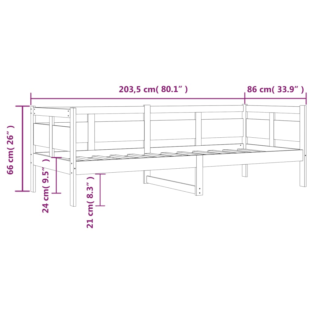 fehér tömör fenyőfa kanapéágy 80x200 cm