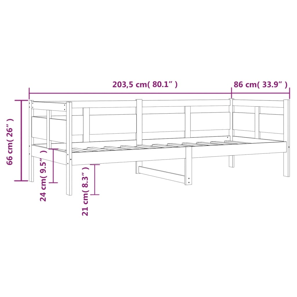 mézbarna tömör fenyőfa kanapéágy 80x200 cm