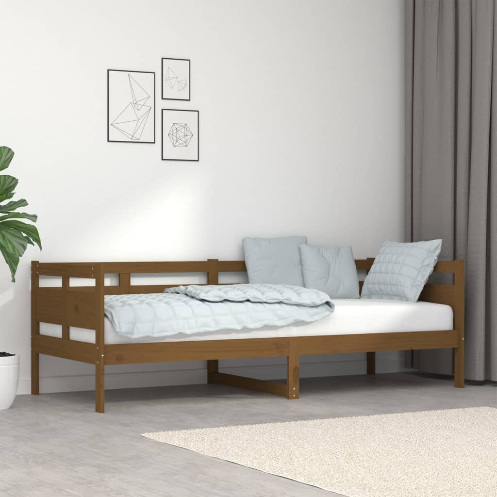 mézbarna tömör fenyőfa kanapéágy 80x200 cm
