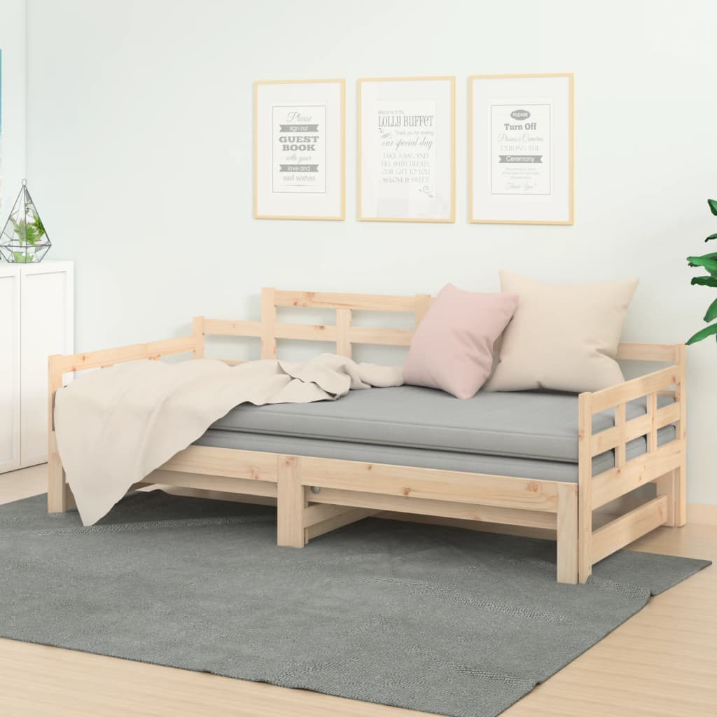 tömör fenyőfa kihúzható kanapéágy 2 x (80 x 200) cm