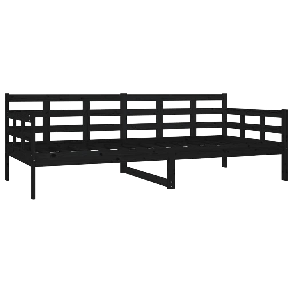 fekete tömör fenyőfa kanapéágy 90x200 cm