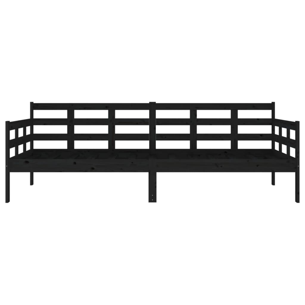 fekete tömör fenyőfa kanapéágy 90x200 cm