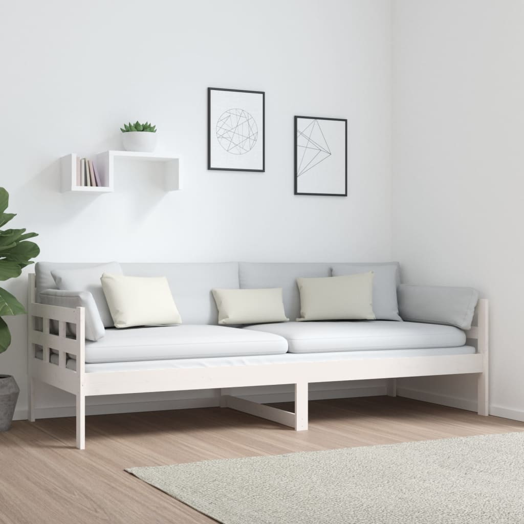 fehér tömör fenyőfa kanapéágy 80x200 cm