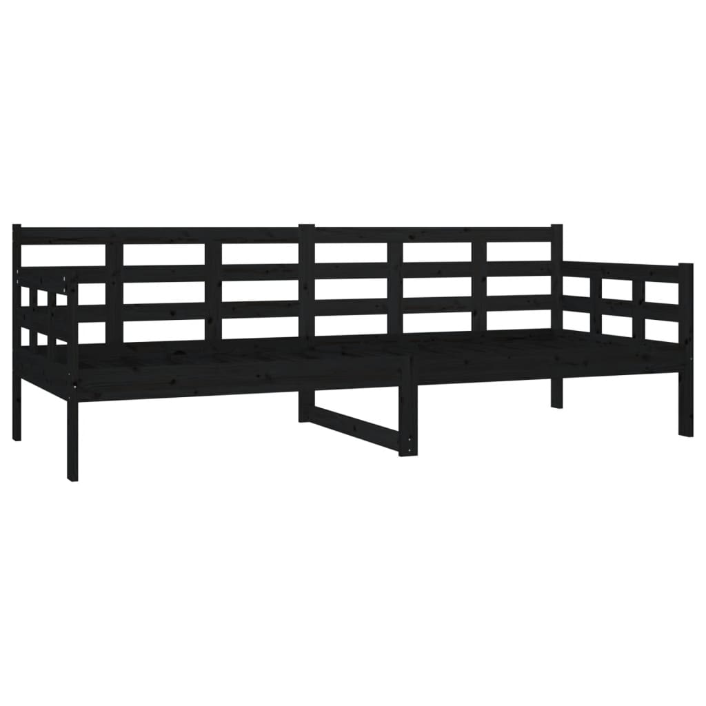 fekete tömör fenyőfa kanapéágy 80x200 cm