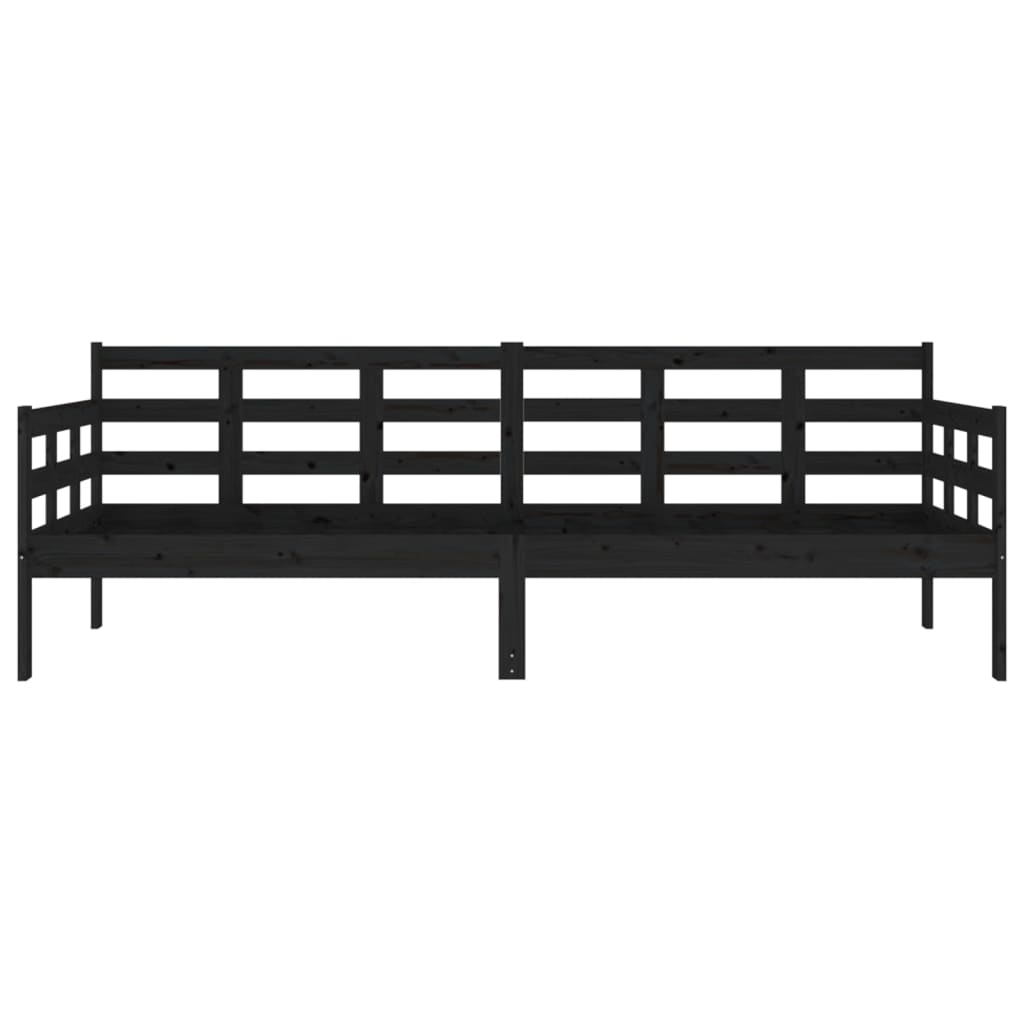 fekete tömör fenyőfa kanapéágy 80x200 cm