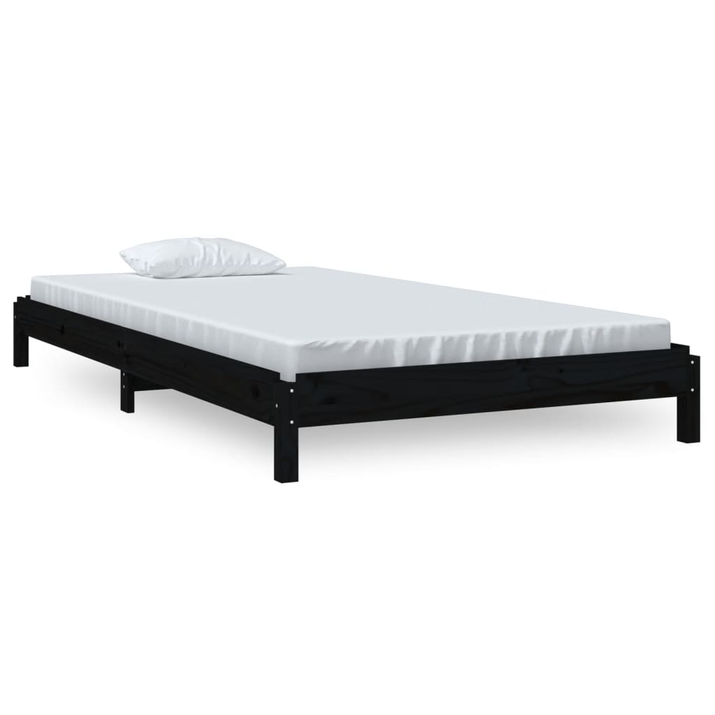 fekete tömör fenyőfa egymásra rakható ágy 90x200 cm