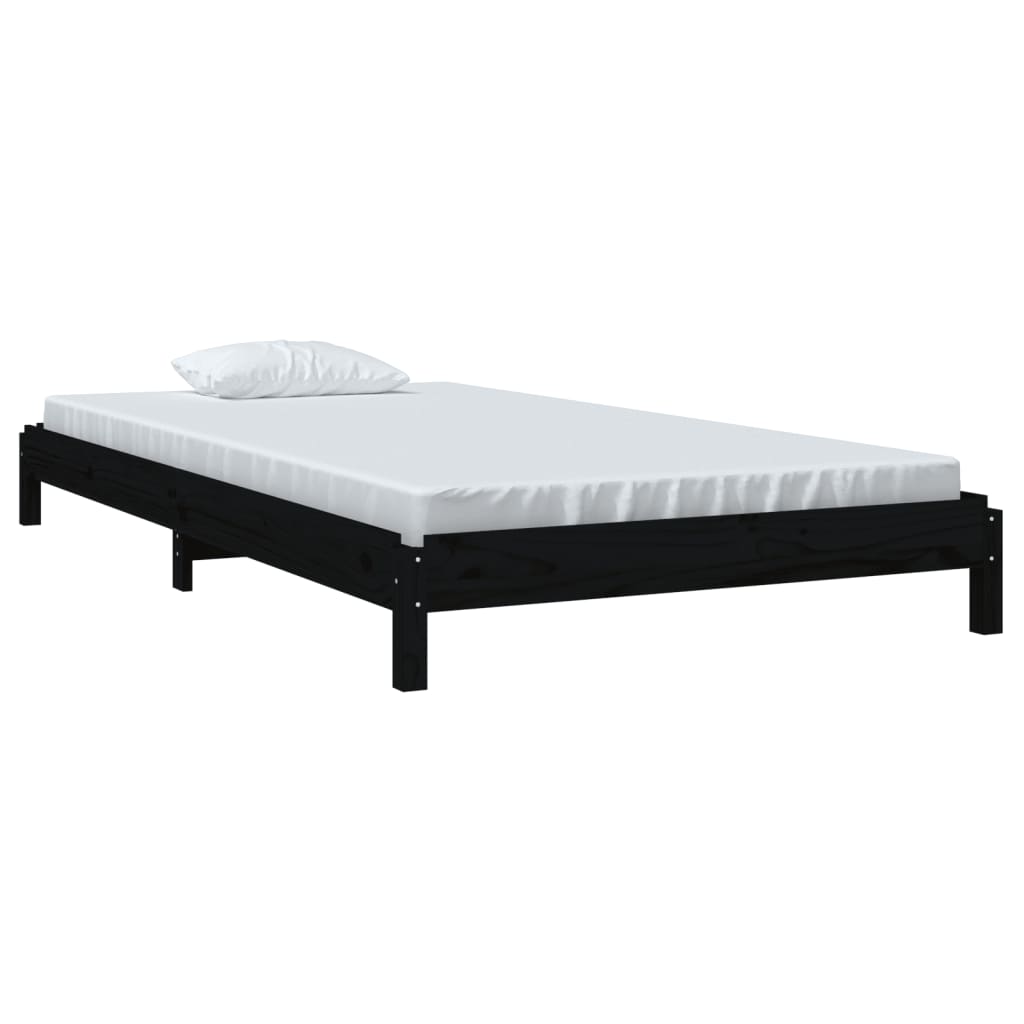 fekete tömör fenyőfa egymásra rakható ágy 90x200 cm