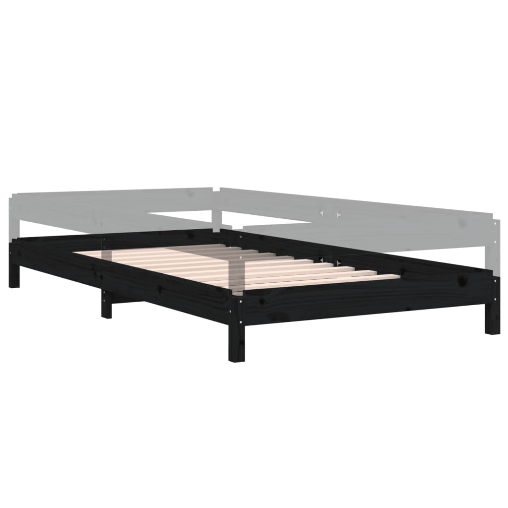 fekete tömör fenyőfa egymásra rakható ágy 90x200 cm