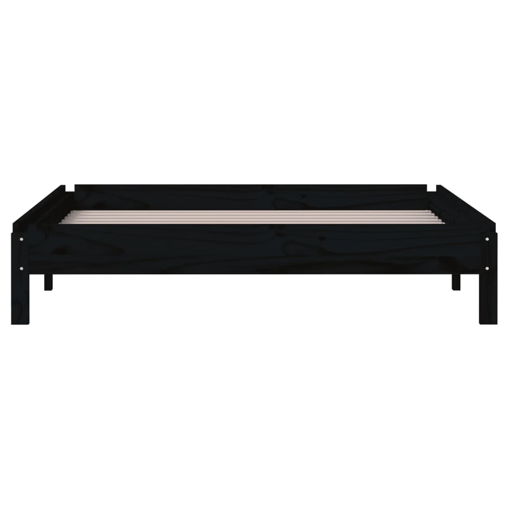 fekete tömör fenyőfa egymásra rakható ágy 80x200 cm