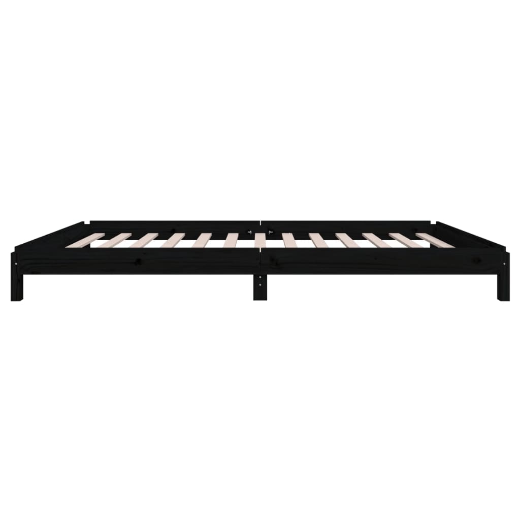 fekete tömör fenyőfa egymásra rakható ágy 80x200 cm