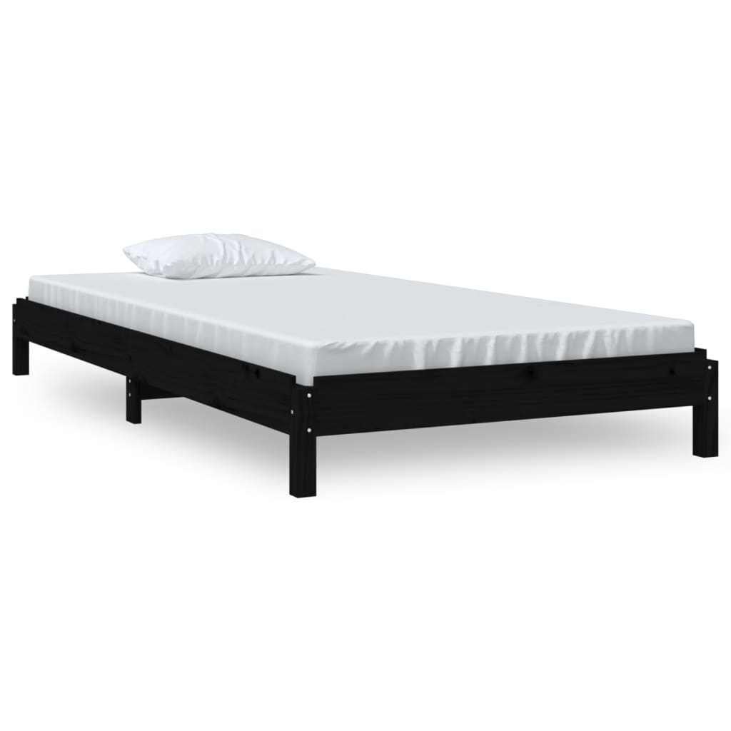 fekete tömör fenyőfa egymásra rakható ágy 75x190 cm