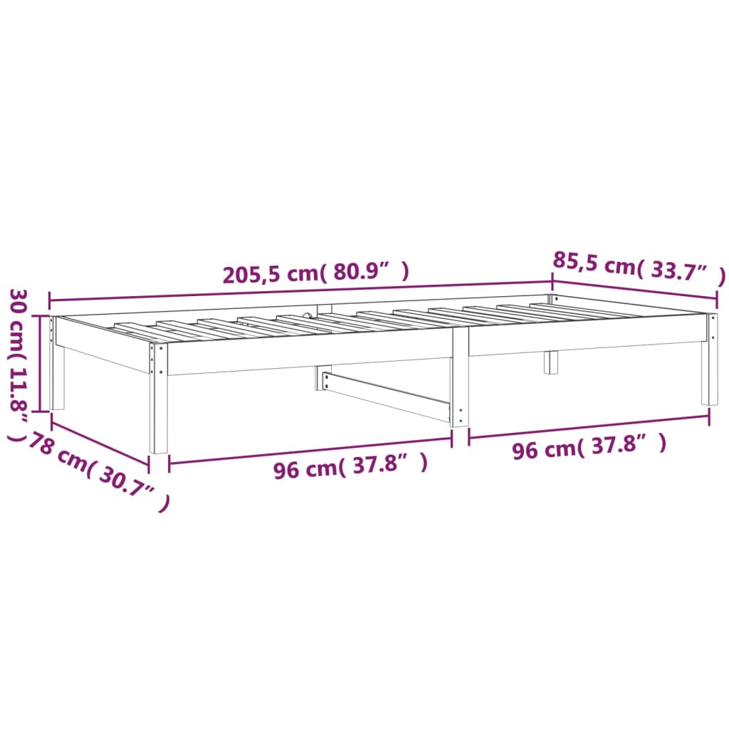 fehér tömör fenyőfa kanapéágy matrac nélkül 80 x 200 cm