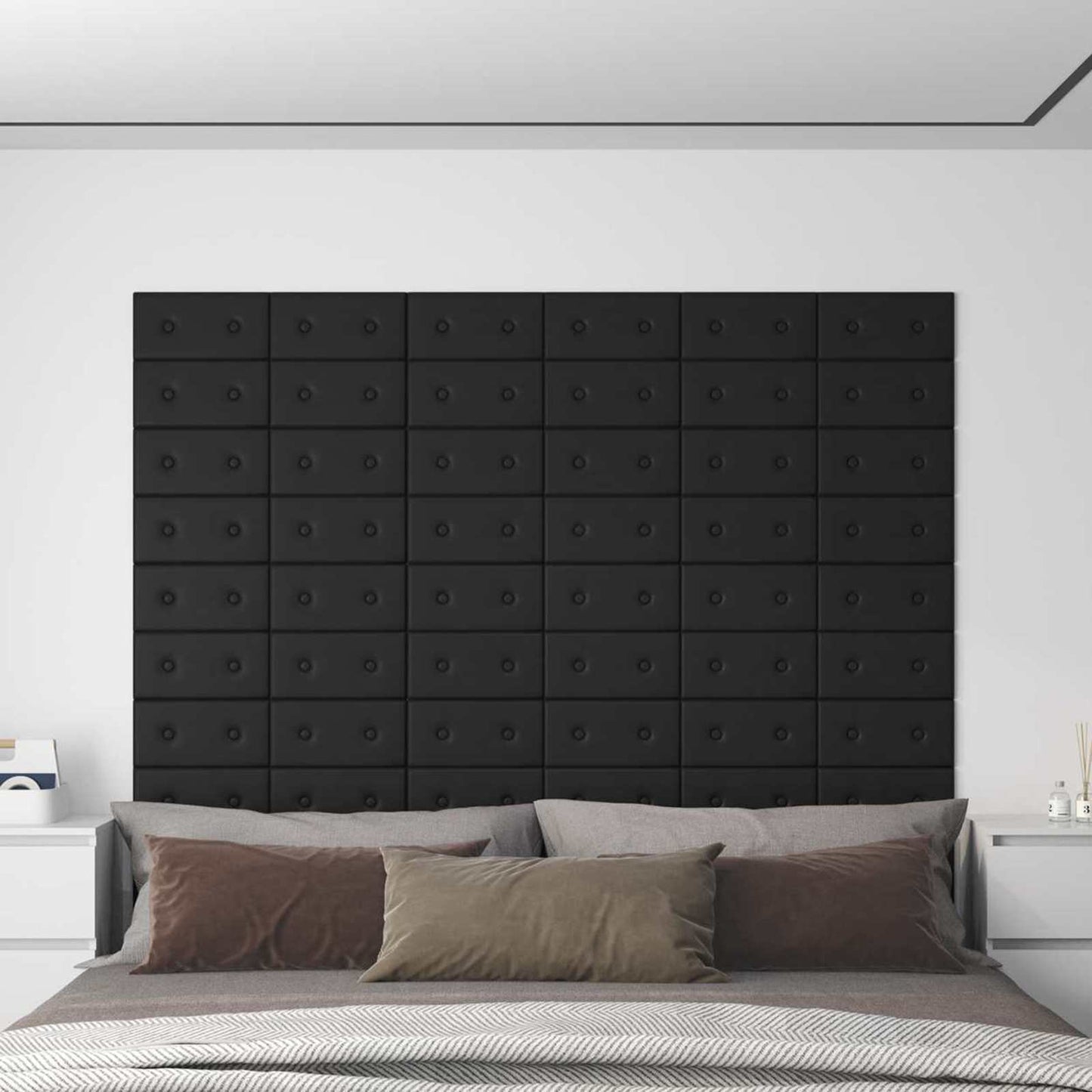 Fali Fejtámla 12 pcs Fekete 30 x 15 cm Műbőr