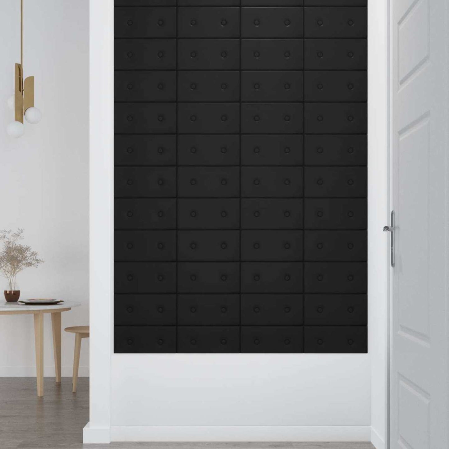 Fali Fejtámla 12 pcs Fekete 30 x 15 cm Műbőr