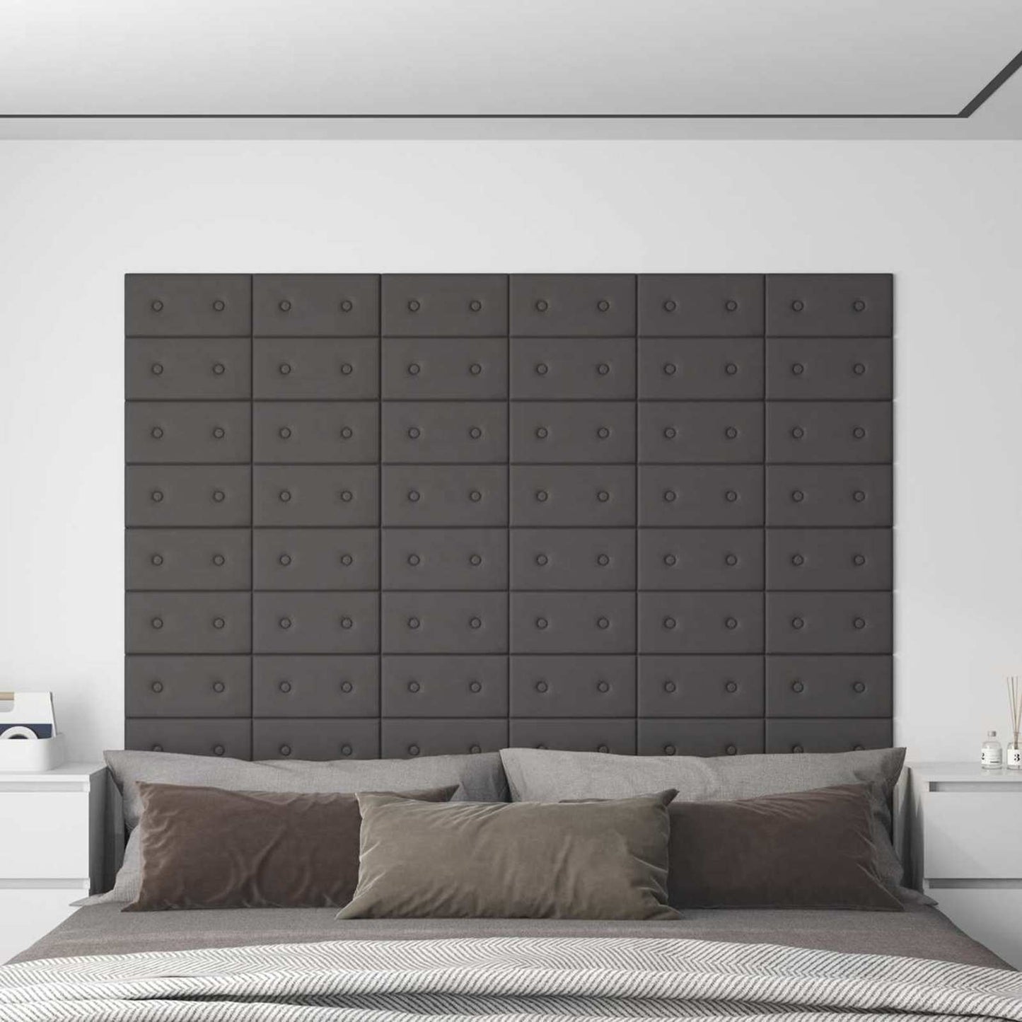 Fali Fejtámla 12 pcs Szürke 30 x 15 cm Műbőr
