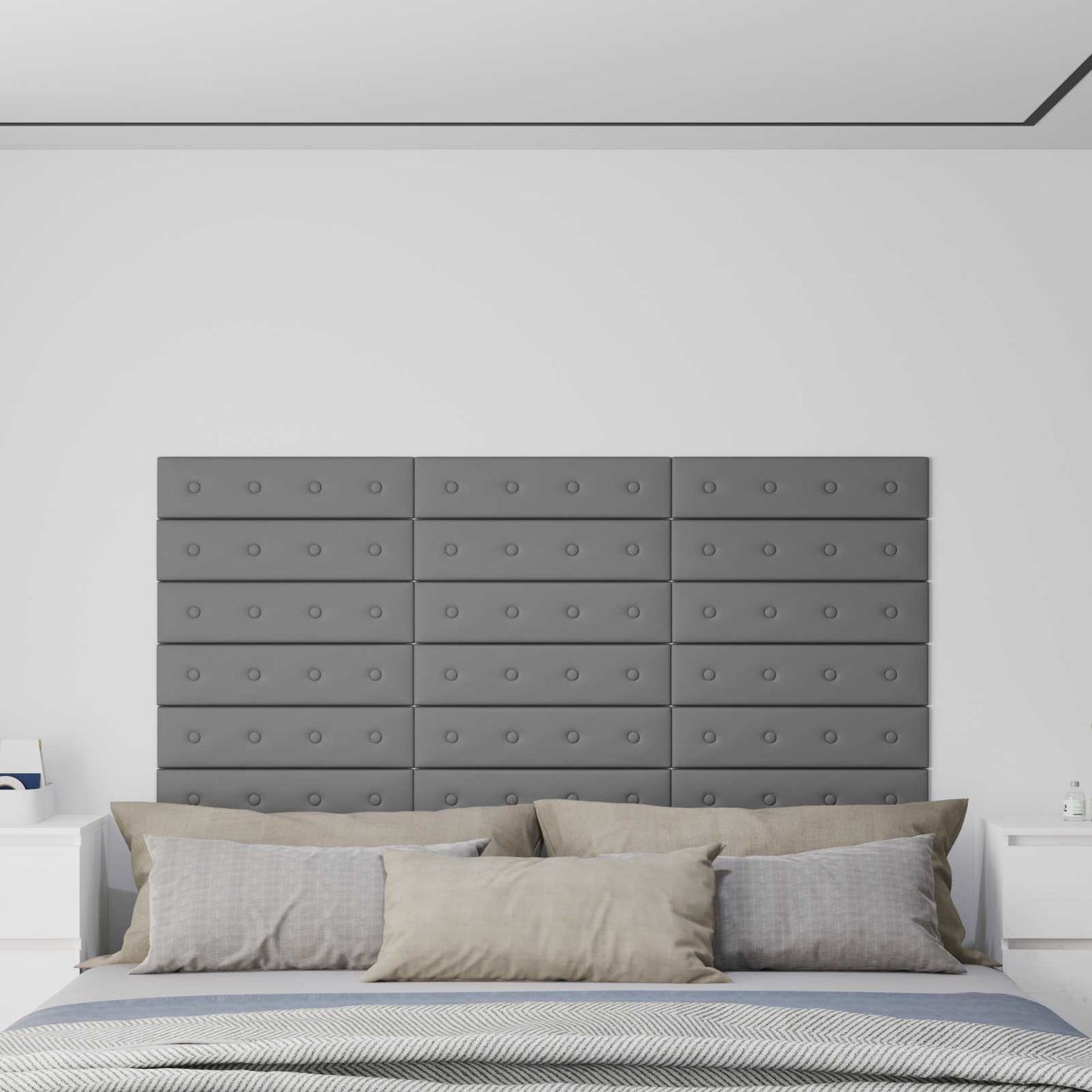 Fali Fejtámla 12 pcs Szürke 60 x 15 cm Műbőr