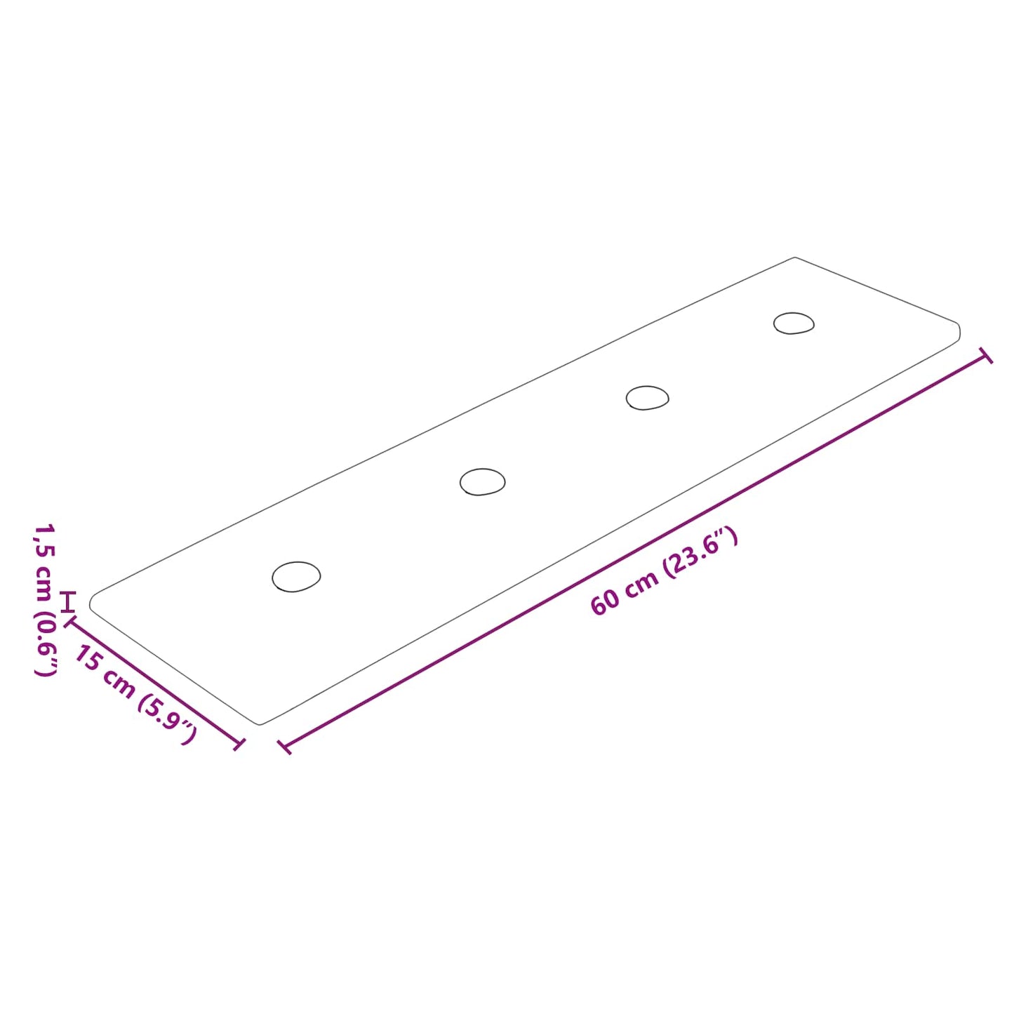 Fali Fejtámla 12 pcs Szürke 60 x 15 cm Műbőr