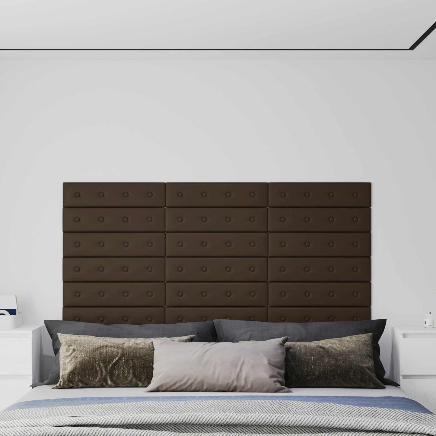 Fali Fejtámla 12 pcs Barna 60 x 15 cm Műbőr