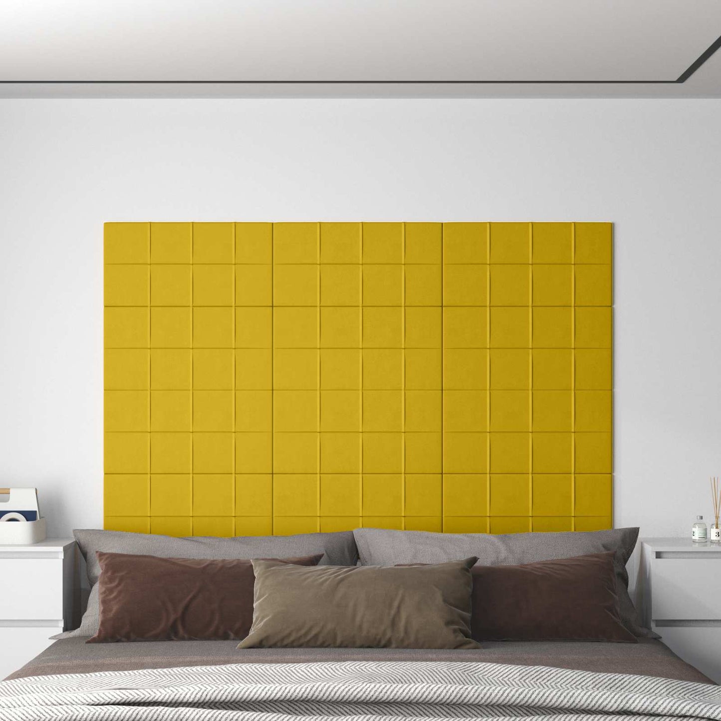 Fali Fejtámla 12 pcs Sárga 60 x 30 cm Bársony