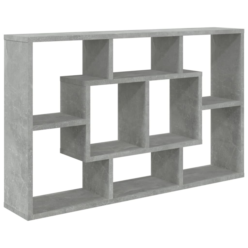 betonszürke szerelt fa fali polc 85 x 16 x 52,5 cm