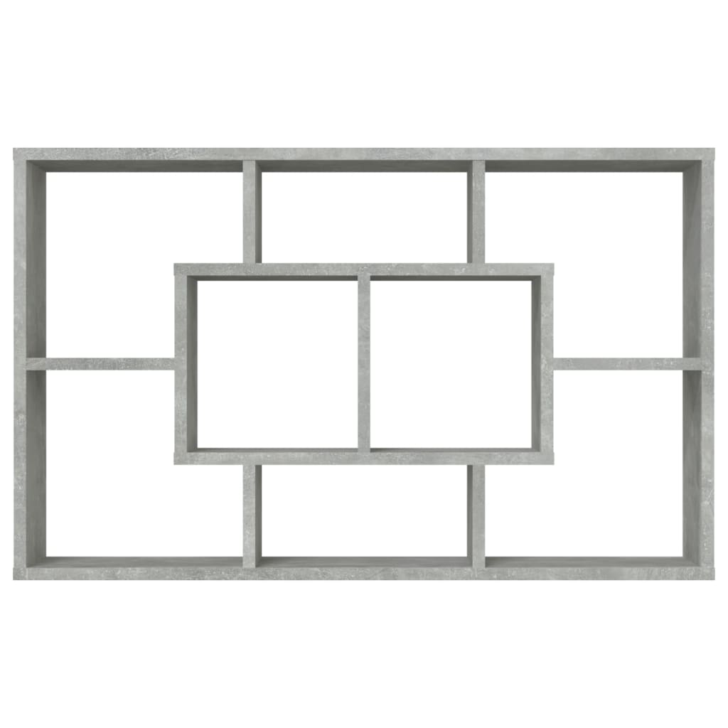 betonszürke szerelt fa fali polc 85 x 16 x 52,5 cm