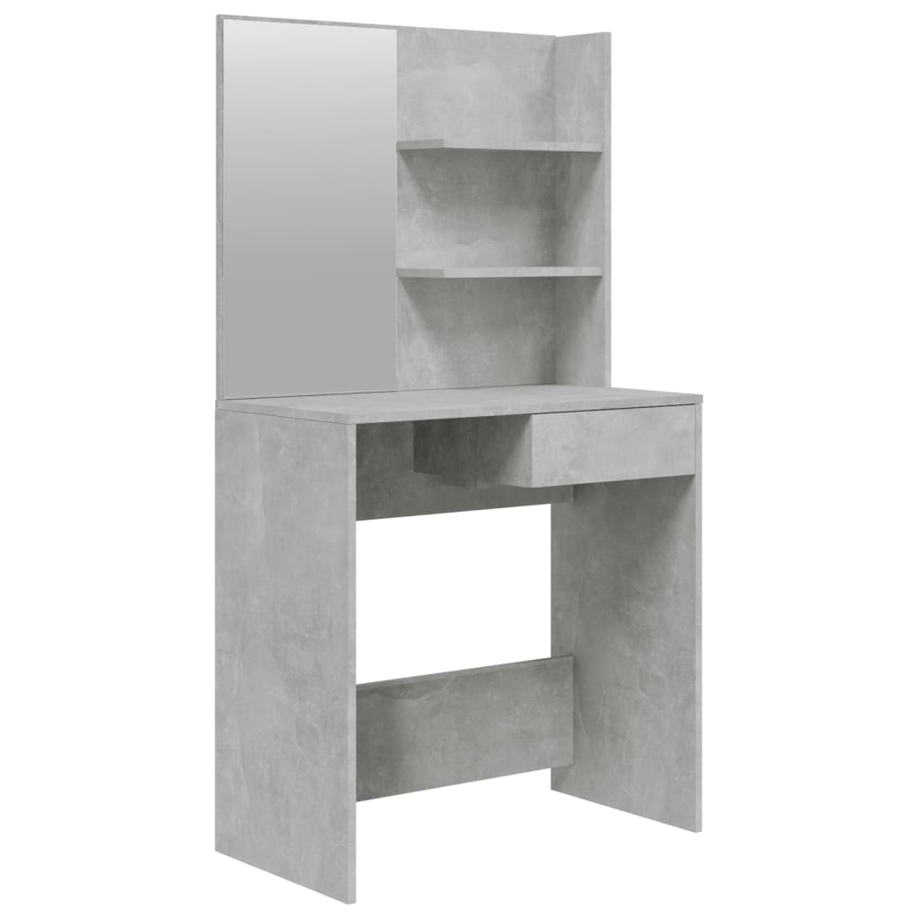 betonszürke fésülködőasztal tükörrel 74,5 x 40 x 141 cm