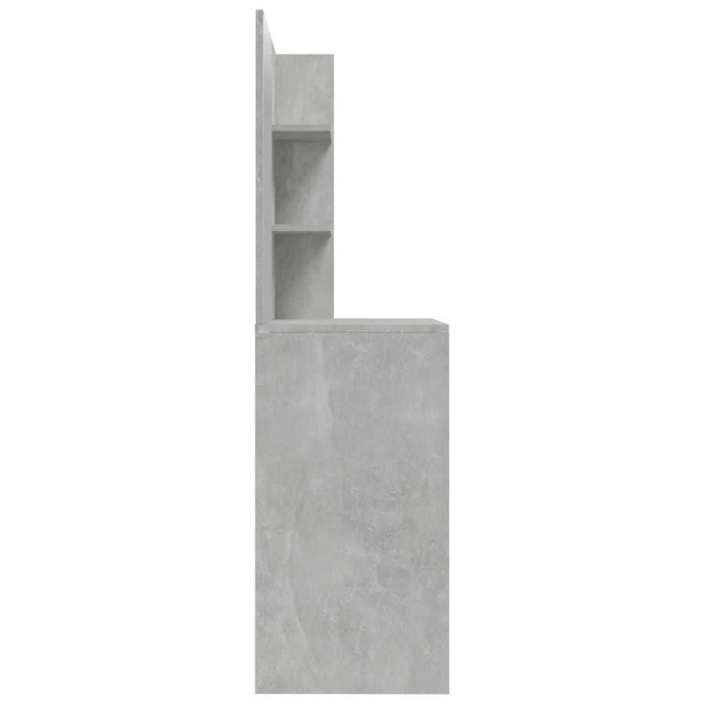 betonszürke fésülködőasztal tükörrel 74,5 x 40 x 141 cm
