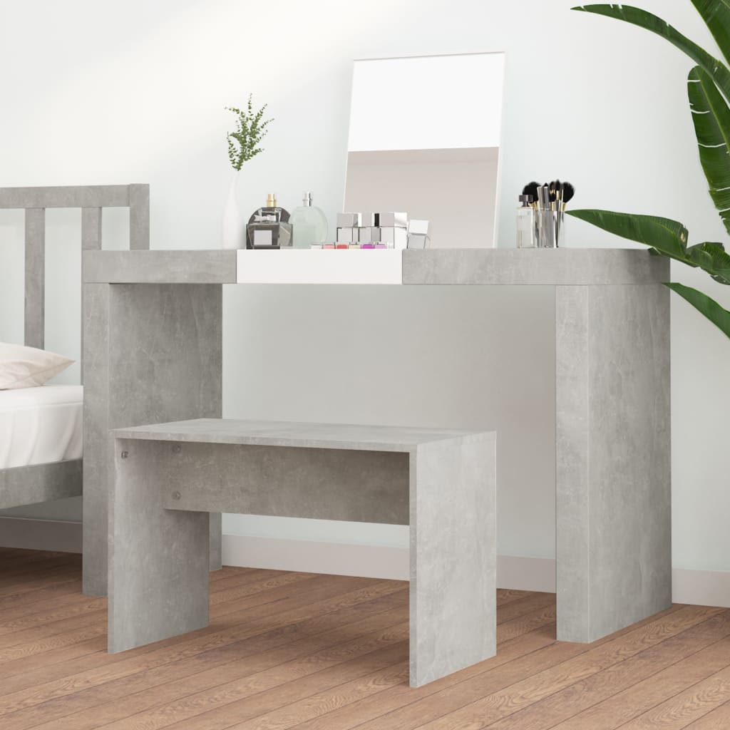 betonszürke szerelt fa fésülködőszék 70 x 35 x 45 cm
