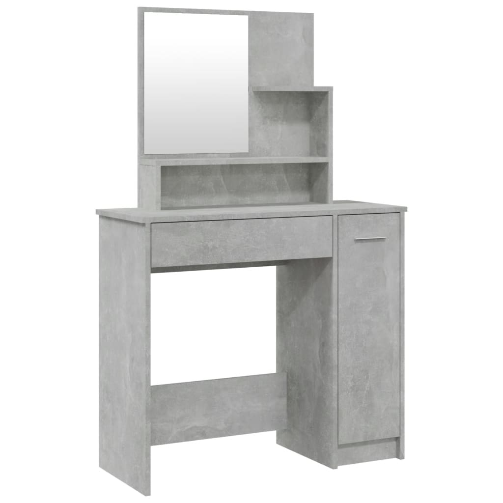 betonszürke fésülködőasztal tükörrel 86,5 x 35 x 136 cm