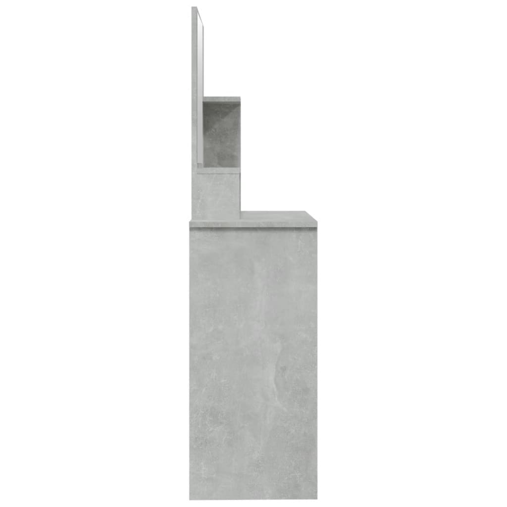 betonszürke fésülködőasztal tükörrel 86,5 x 35 x 136 cm