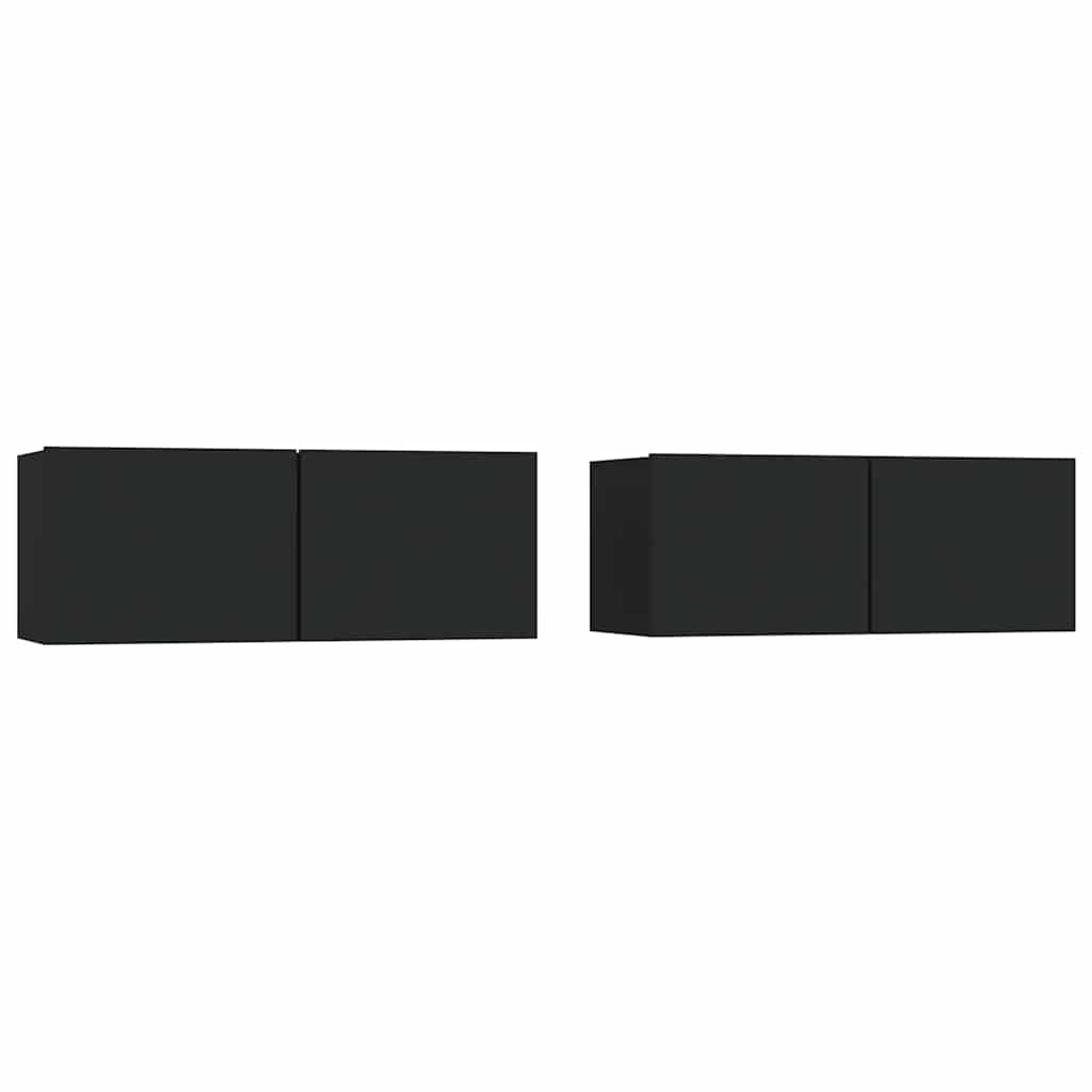 2 db fekete szerelt fa TV-szekrény 80 x 30 x 30 cm