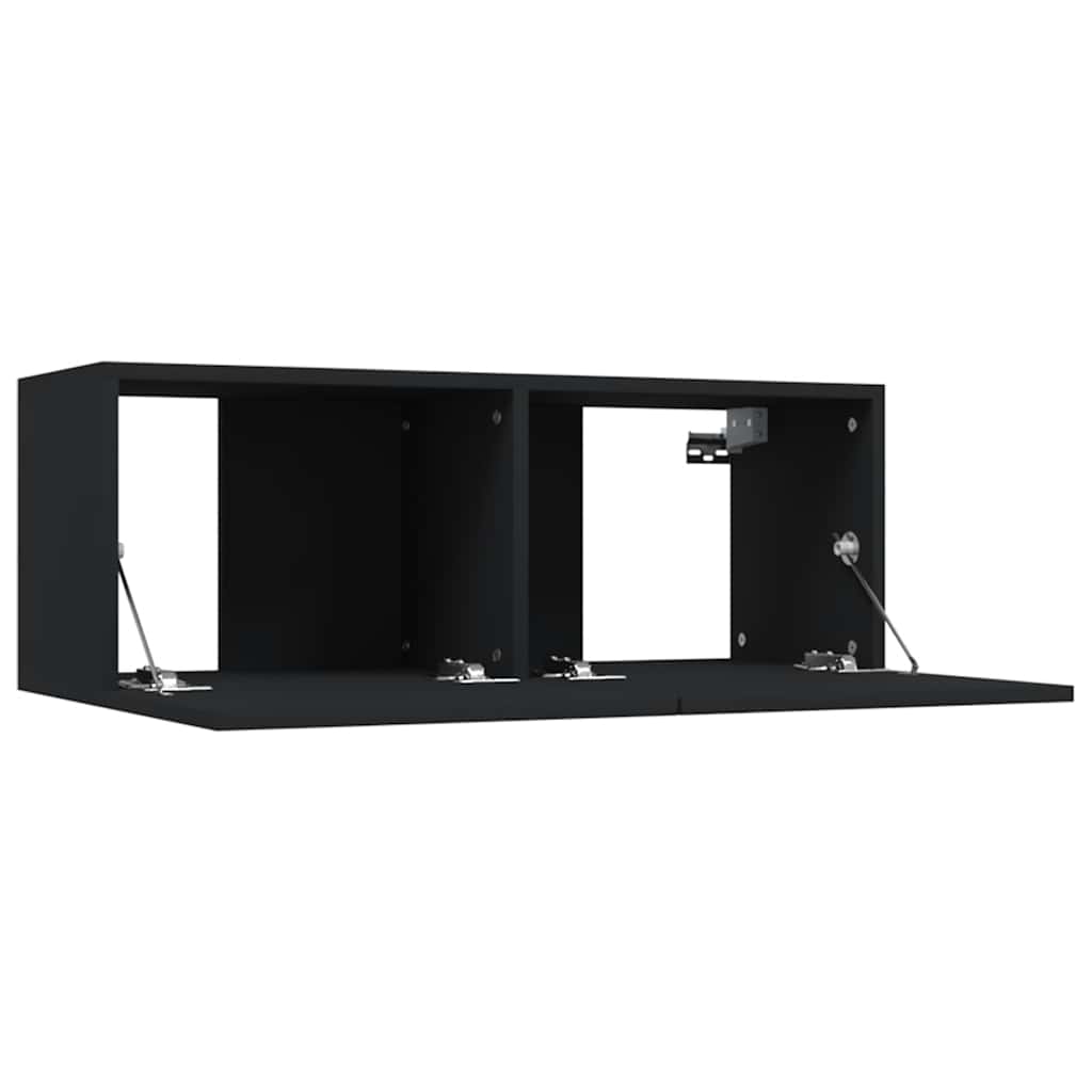 2 db fekete szerelt fa TV-szekrény 80 x 30 x 30 cm