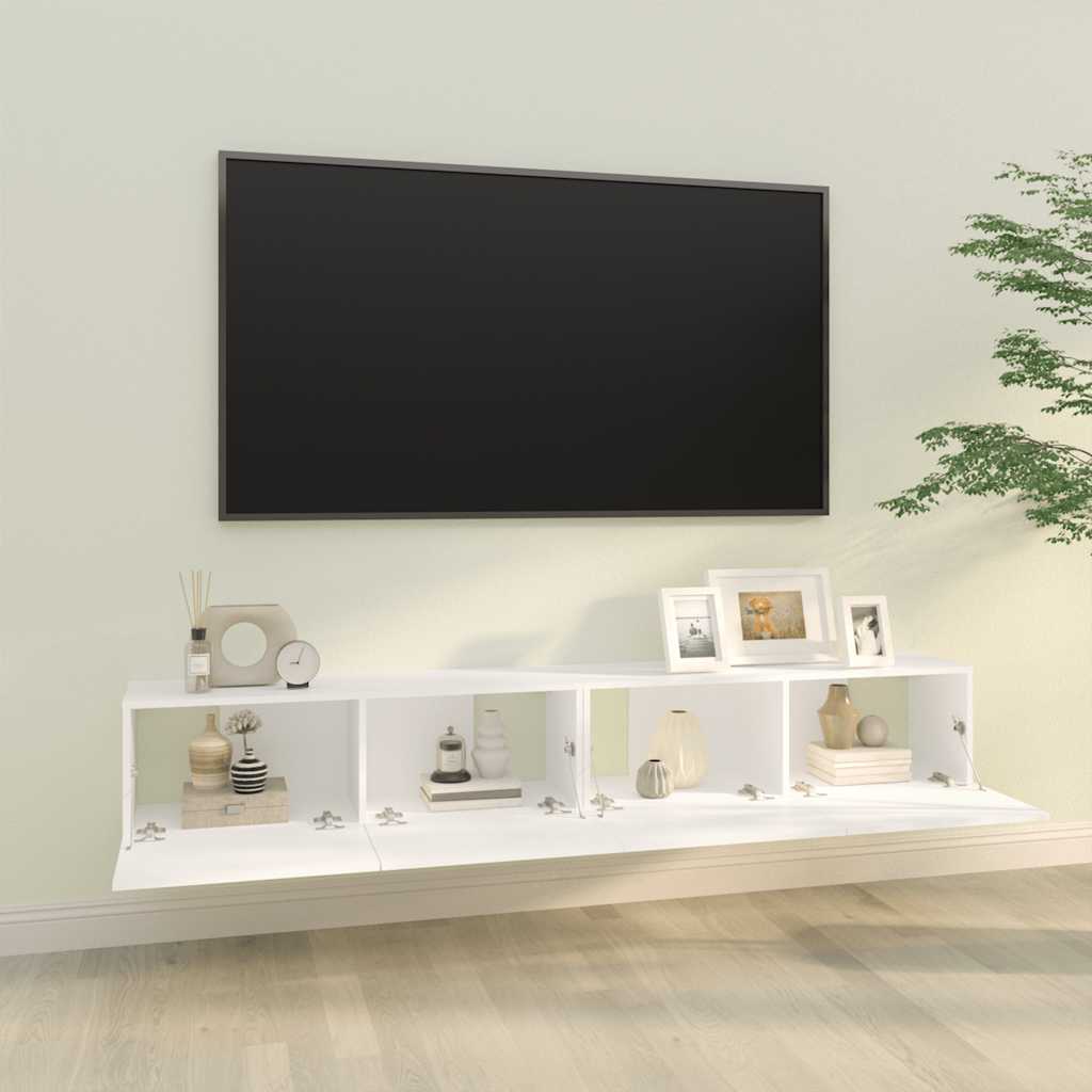 2 db fehér szerelt fa fali TV-szekrény 100 x 30 x 30 cm