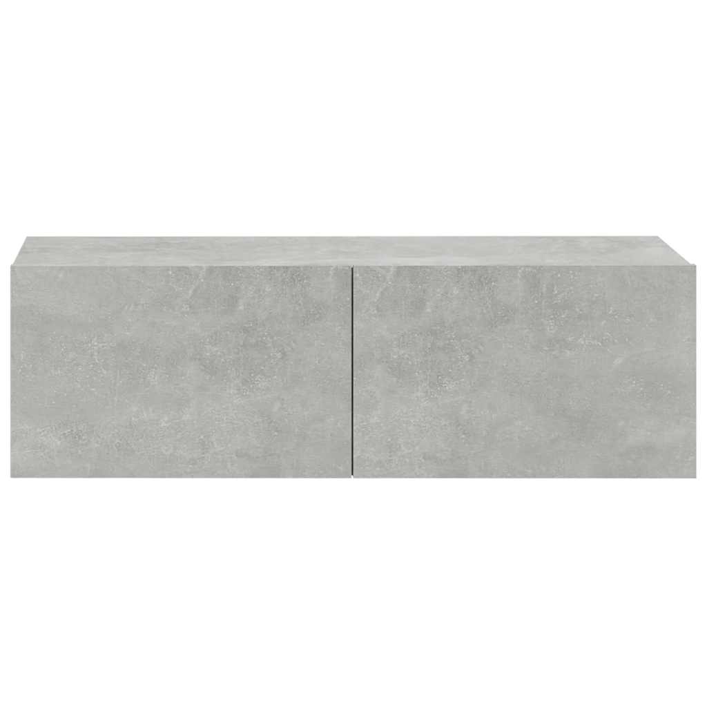 2 db betonszürke szerelt fa fali TV-szekrény 100 x 30 x 30 cm