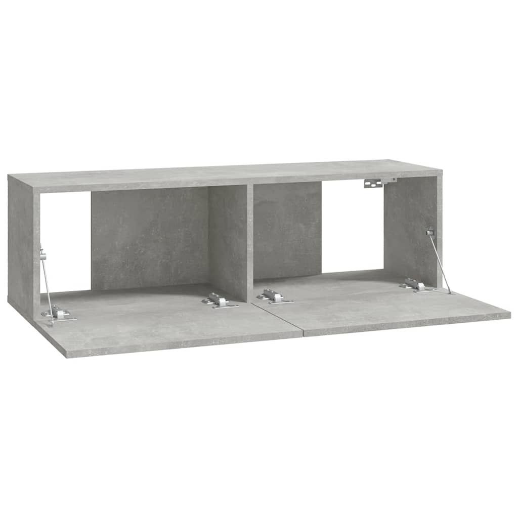 2 db betonszürke szerelt fa fali TV-szekrény 100 x 30 x 30 cm