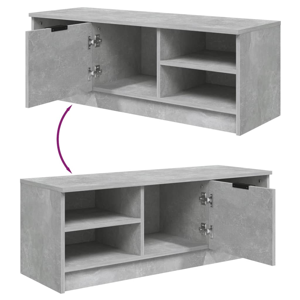 betonszürke szerelt fa TV-szekrény 102 x 35,5 x 36,5 cm