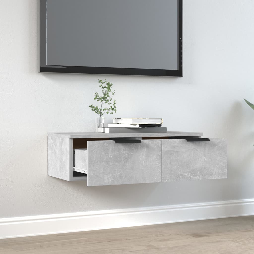 betonszürke szerelt fa faliszekrény 68 x 30 x 20 cm