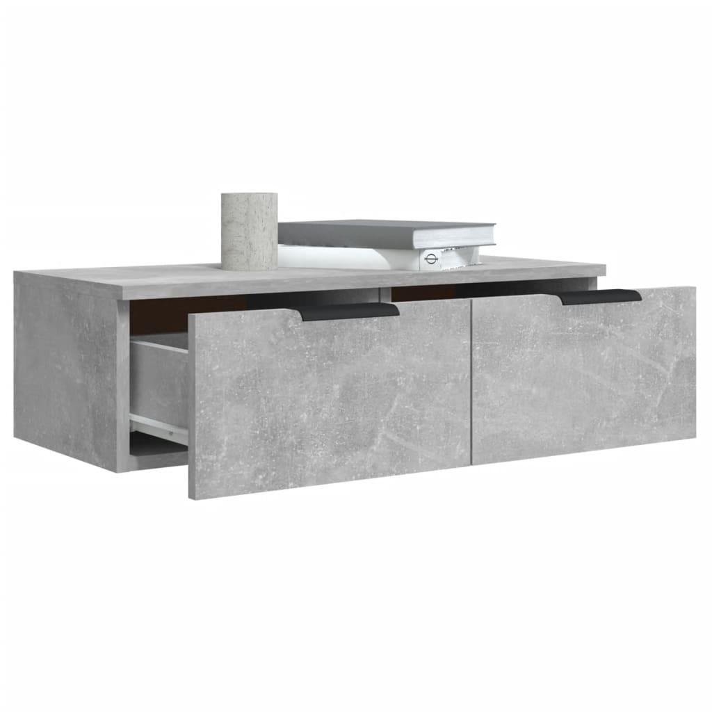 betonszürke szerelt fa faliszekrény 68 x 30 x 20 cm