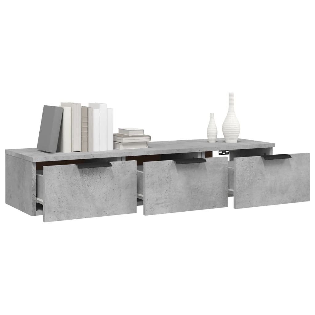 betonszürke szerelt fa faliszekrény 102 x 30 x 20 cm