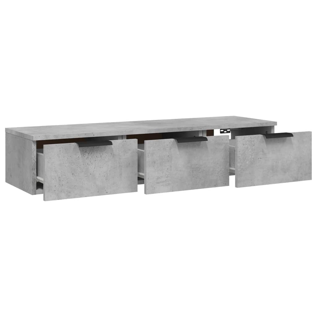 betonszürke szerelt fa faliszekrény 102 x 30 x 20 cm