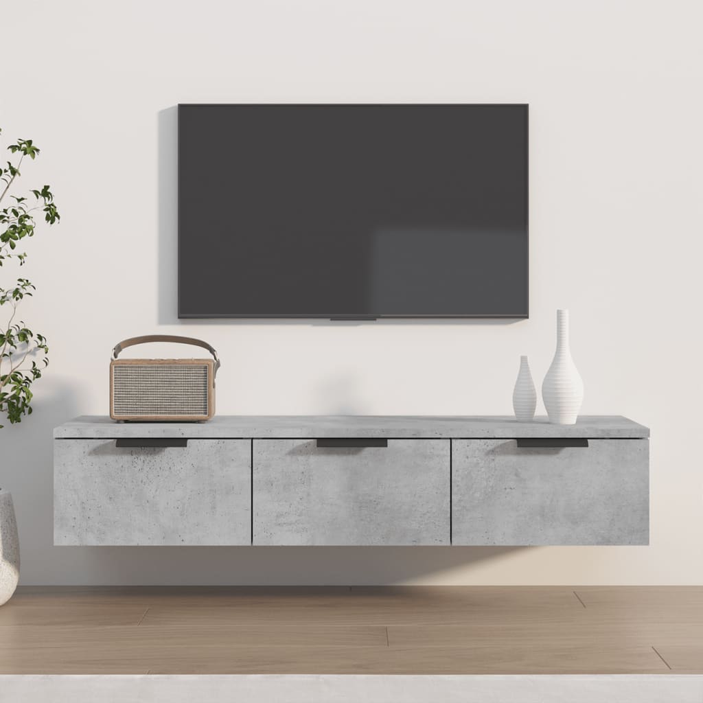betonszürke szerelt fa faliszekrény 102 x 30 x 20 cm