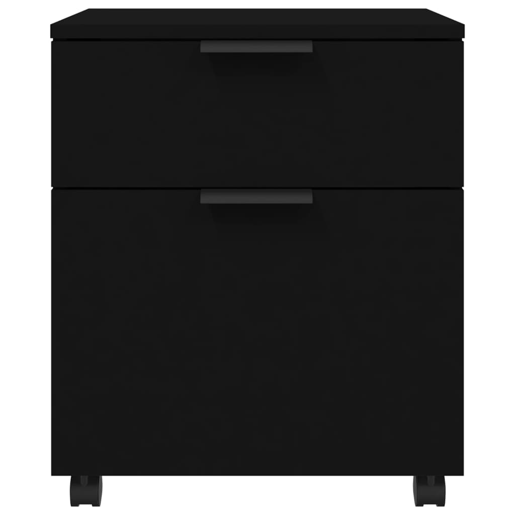 fekete szerelt fa mobil iratszekrény kerekekkel 45 x 38 x 54 cm