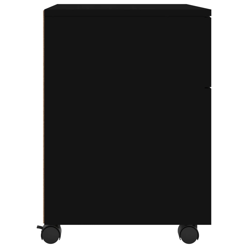 fekete szerelt fa mobil iratszekrény kerekekkel 45 x 38 x 54 cm