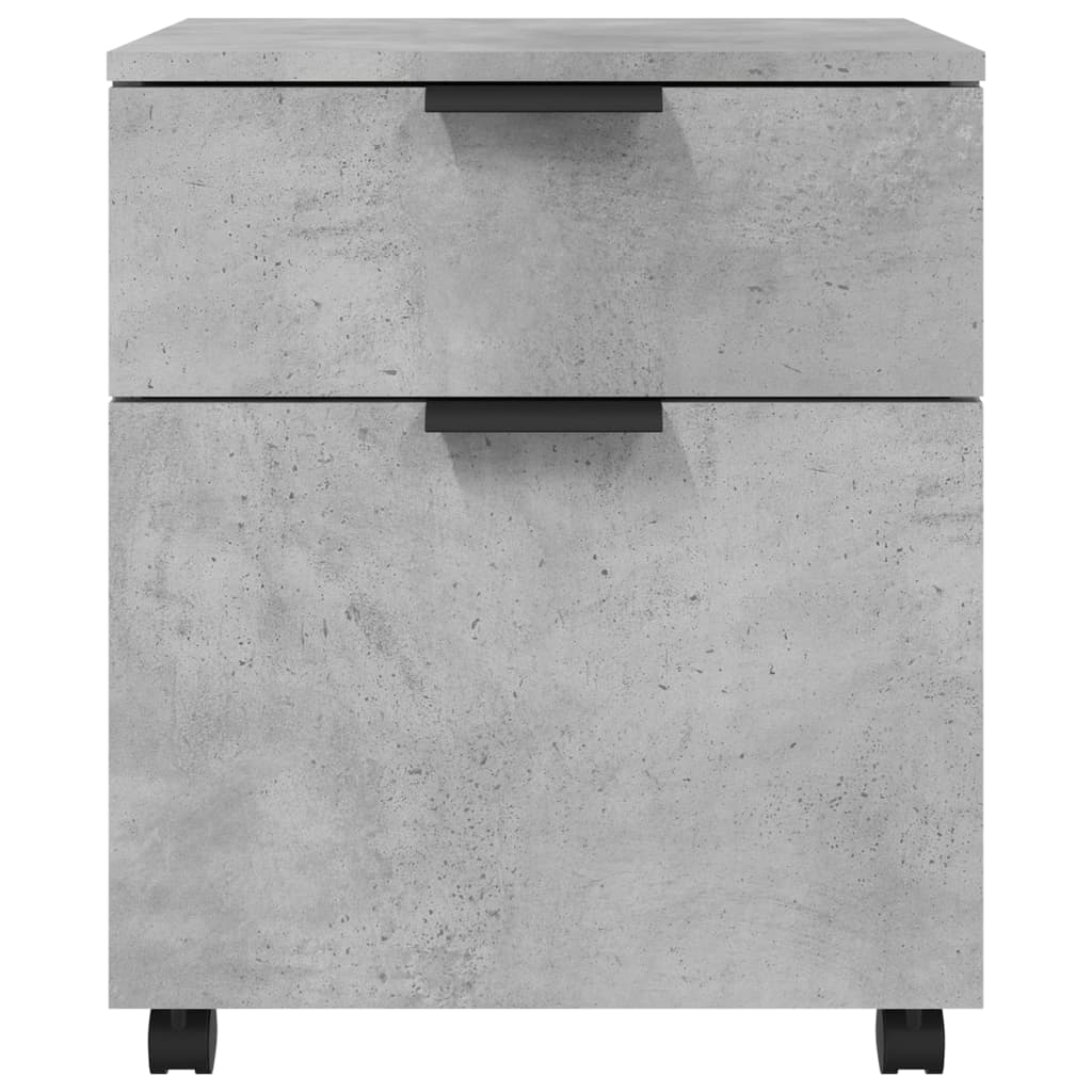 betonszürke szerelt fa mobil iratszekrény kerekekkel 45x38x45cm