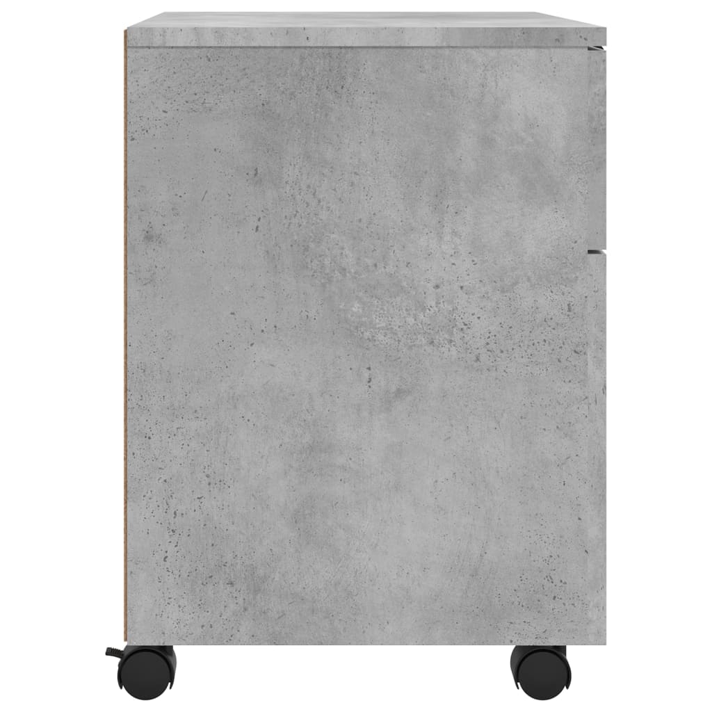 betonszürke szerelt fa mobil iratszekrény kerekekkel 45x38x45cm