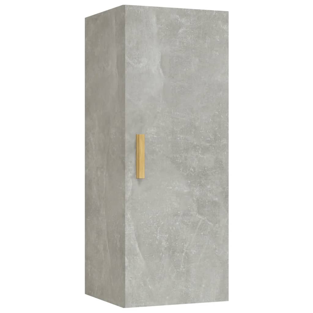 betonszürke szerelt fa faliszekrény 34,5 x 34 x 90 cm
