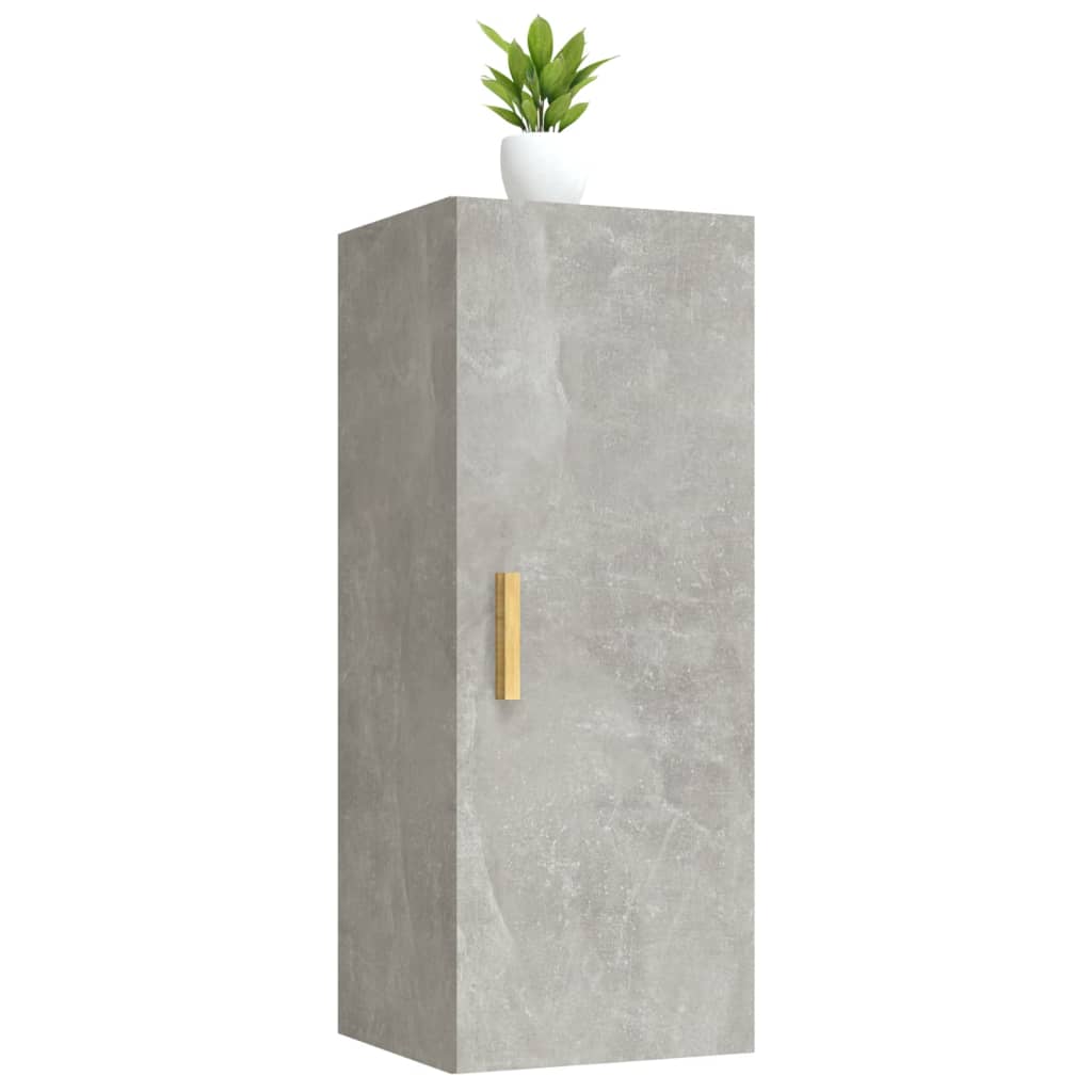 betonszürke szerelt fa faliszekrény 34,5 x 34 x 90 cm