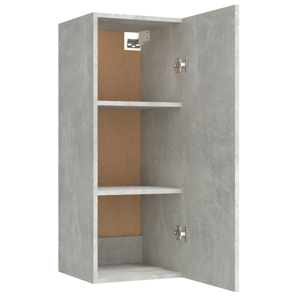 betonszürke szerelt fa faliszekrény 34,5 x 34 x 90 cm