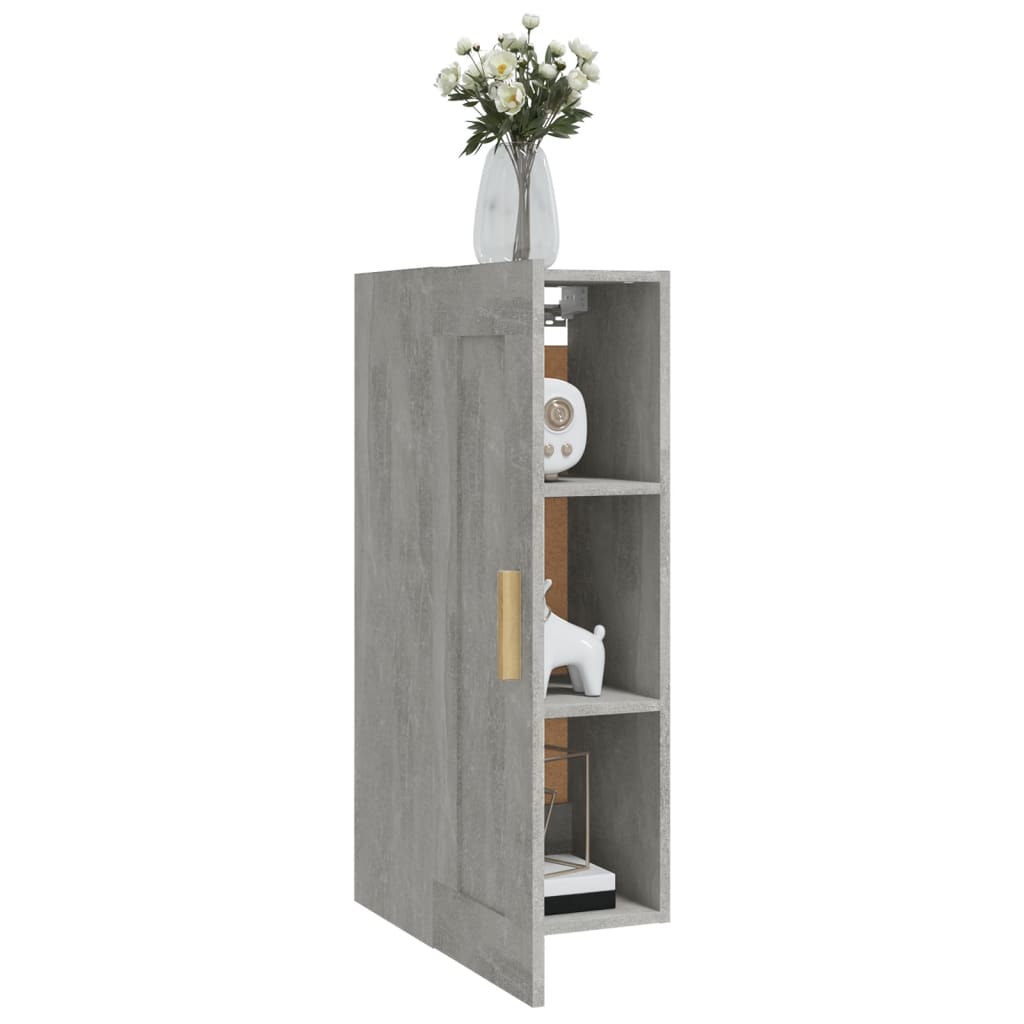 betonszürke szerelt fa faliszekrény 35 x 34 x 90 cm